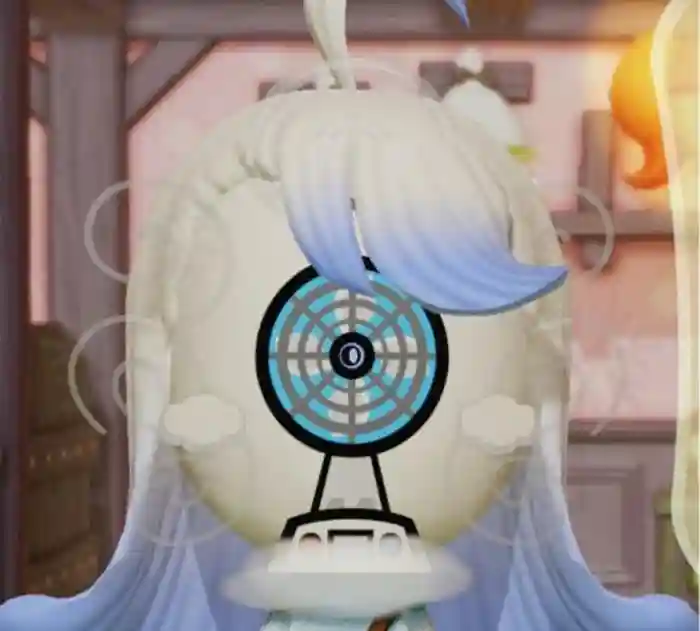 Fannery, a desk fan who can spin around to harness strong winds, lightning, and nice cool air